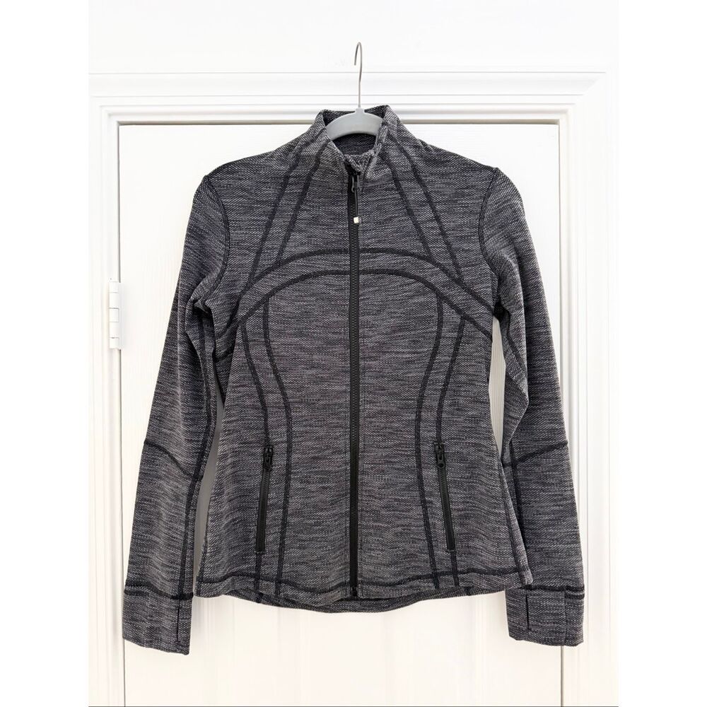Lululemon Define Jacket Coco‎ Pique Black White Full Zip Mock Neck Slim Fit 8